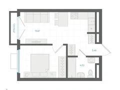 1-ком, 33.70 кв.м., 3/4эт.