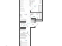 2-ком, 60.77 кв.м., 2/4эт.